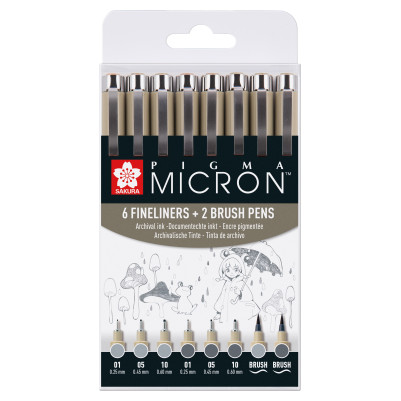 Sakura Pigma Micron Fineliner Set  - Light Cool Gray & Cool Gray - Pack of 8